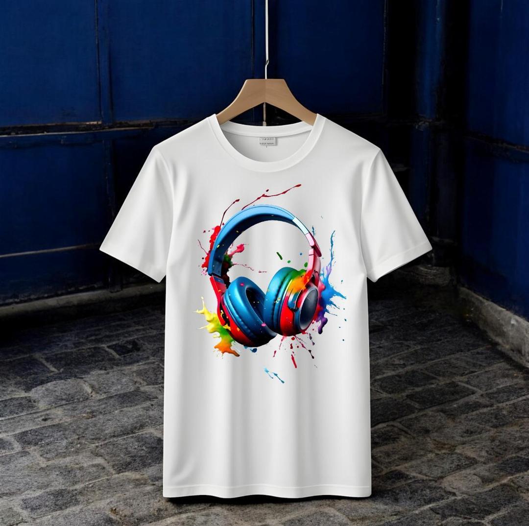 Men Graphic Headset Tee - Black