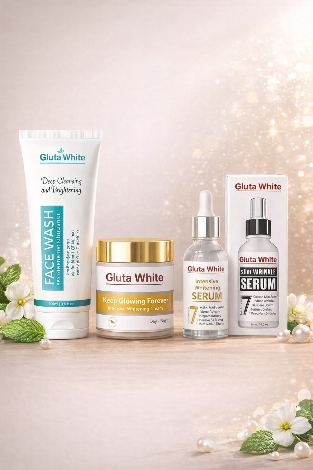 3 in 1 Skincare Bundle - Face Serum, Face Wash & Face Cream - 3 Pcs