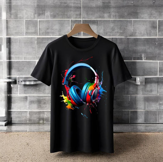 Men Graphic Headset Tee - Black