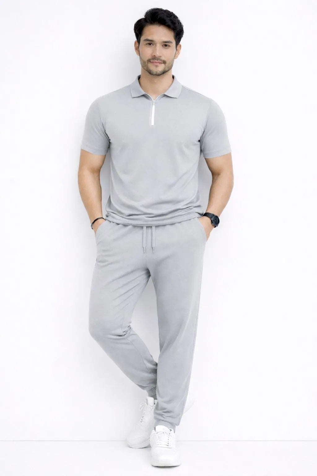 Men's Signature Zip Collar Set – Grey