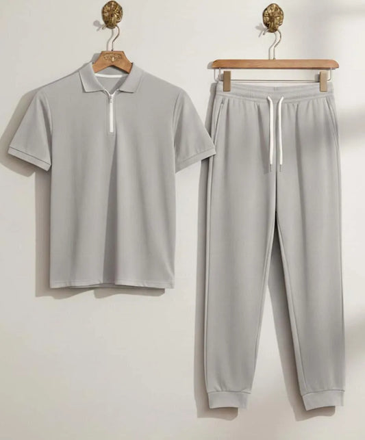 Men's Signature Zip Collar Set – Grey